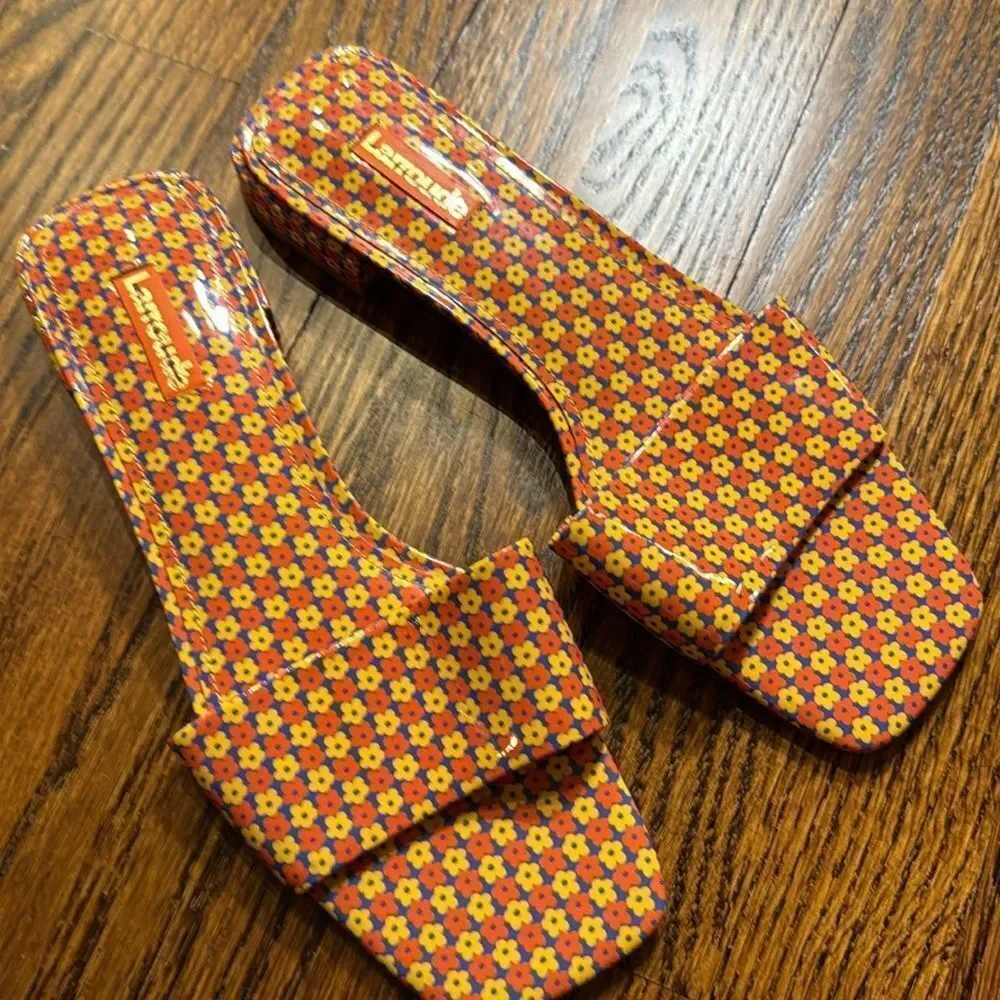 Larroude Floral Sandals - Red and Yellow